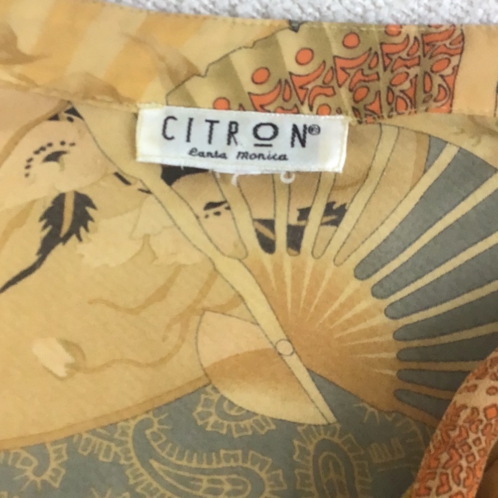 Citron Santa Monica Silk Asian Design Boho Blouse/Jacket - Picture 3 of 10